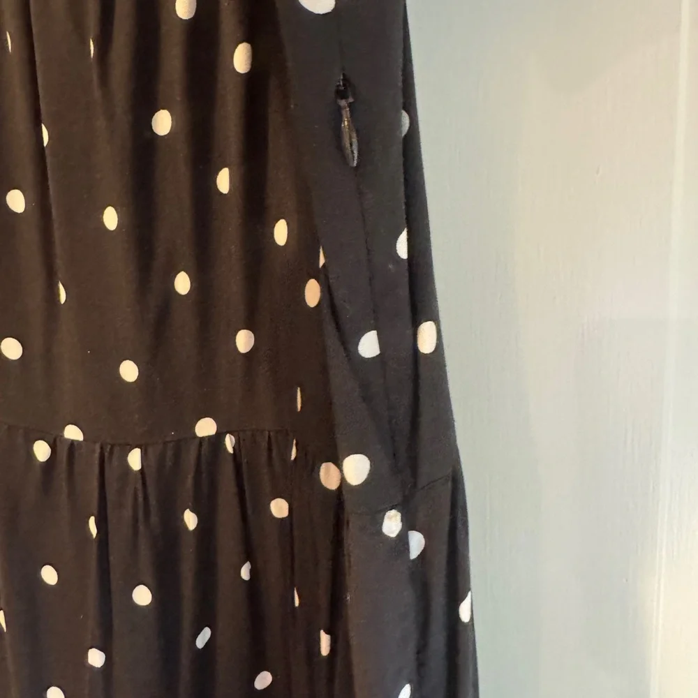 J.Crew Black & White Polka Dot Maxi Dress Puff Sleeve Cottagecore M